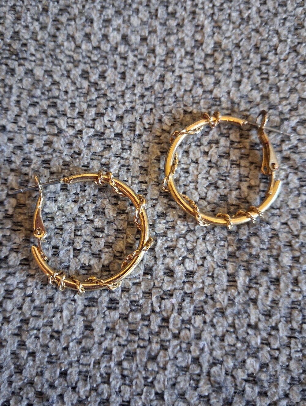 Gold Tone Twisted Wire Wrap Style Hoop Earrings - Women's Jewelry